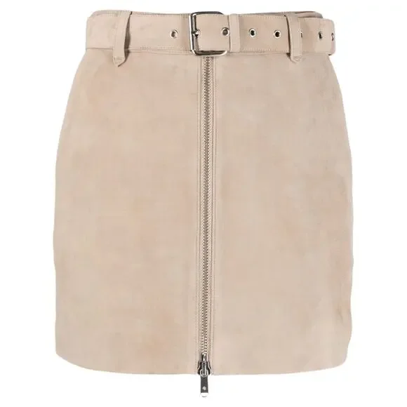 Anine Bing Zip-up Ana Mini Suede Skirt NWT size S